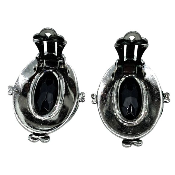 Vintage Whiting Davis Jewelry Set Necklace & Clip-On Earrings Hematite Look Silv - Picture 10 of 10